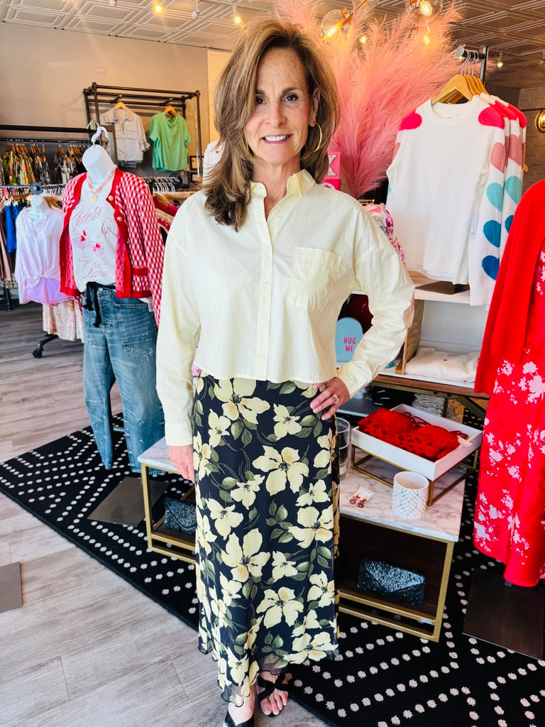 Z SUPPLY EDA REN FLORAL MESH MIDI SKIRT