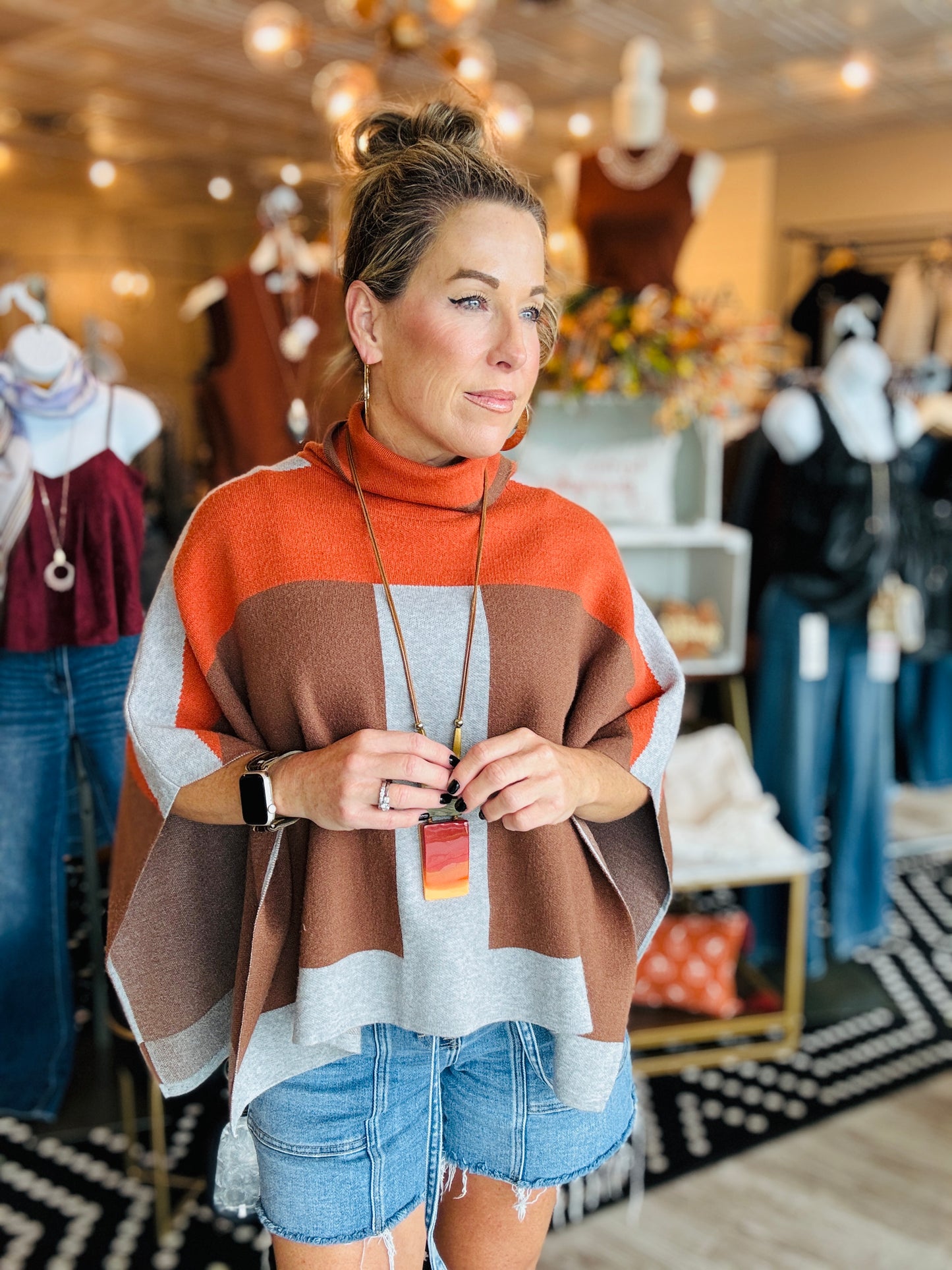 THML COLORBLOCK PONCHO