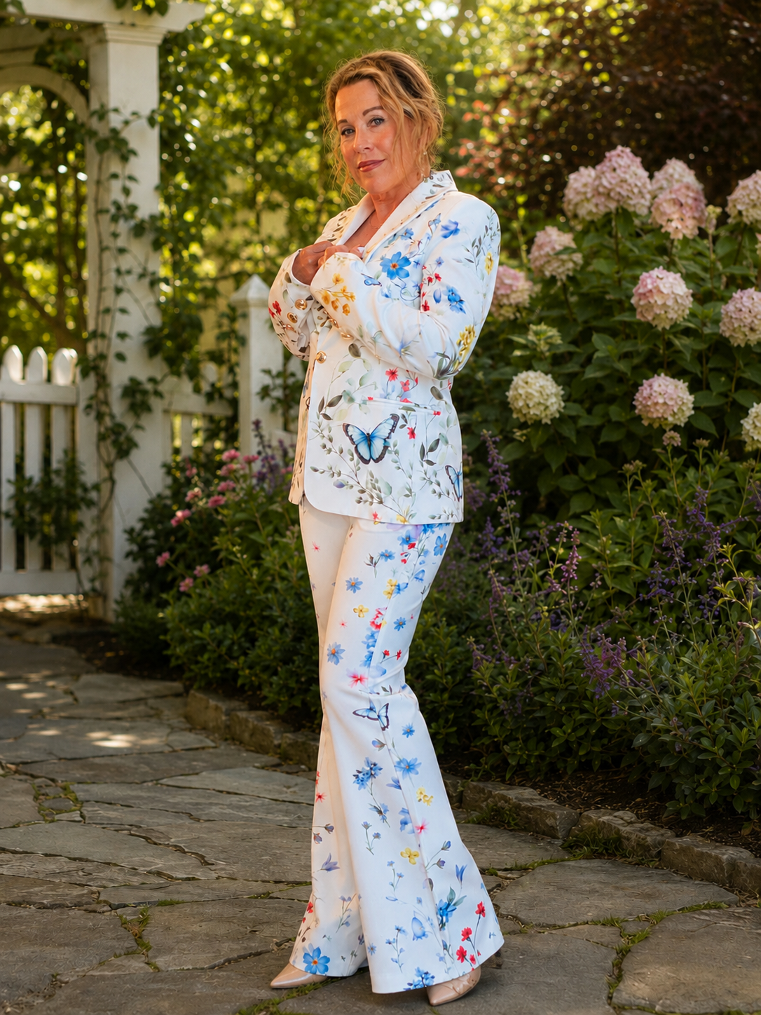 FLORAL &. BUTTERFLY WIDE LEG PANTS