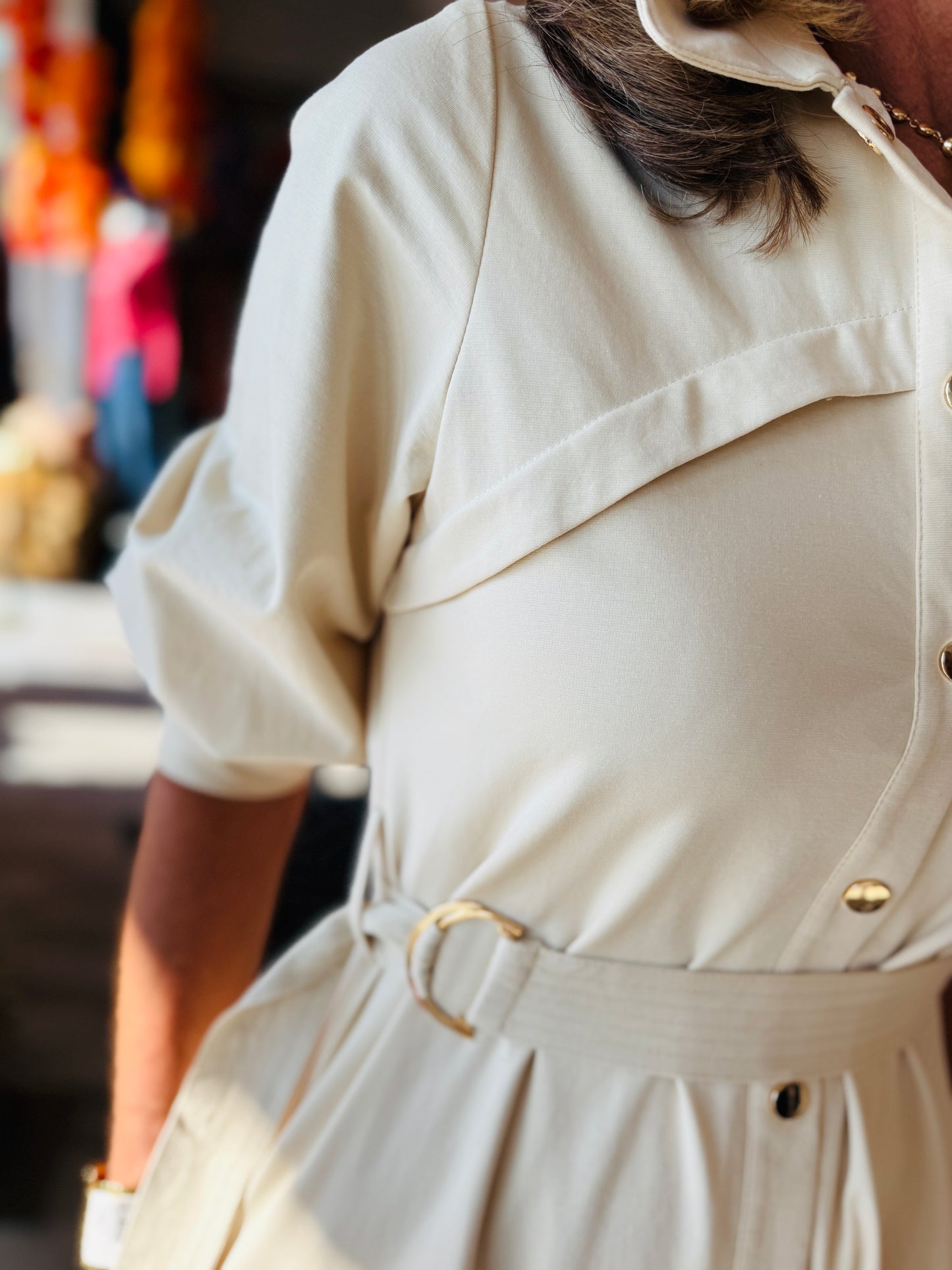 MID SLV BUTTON UP DRESS