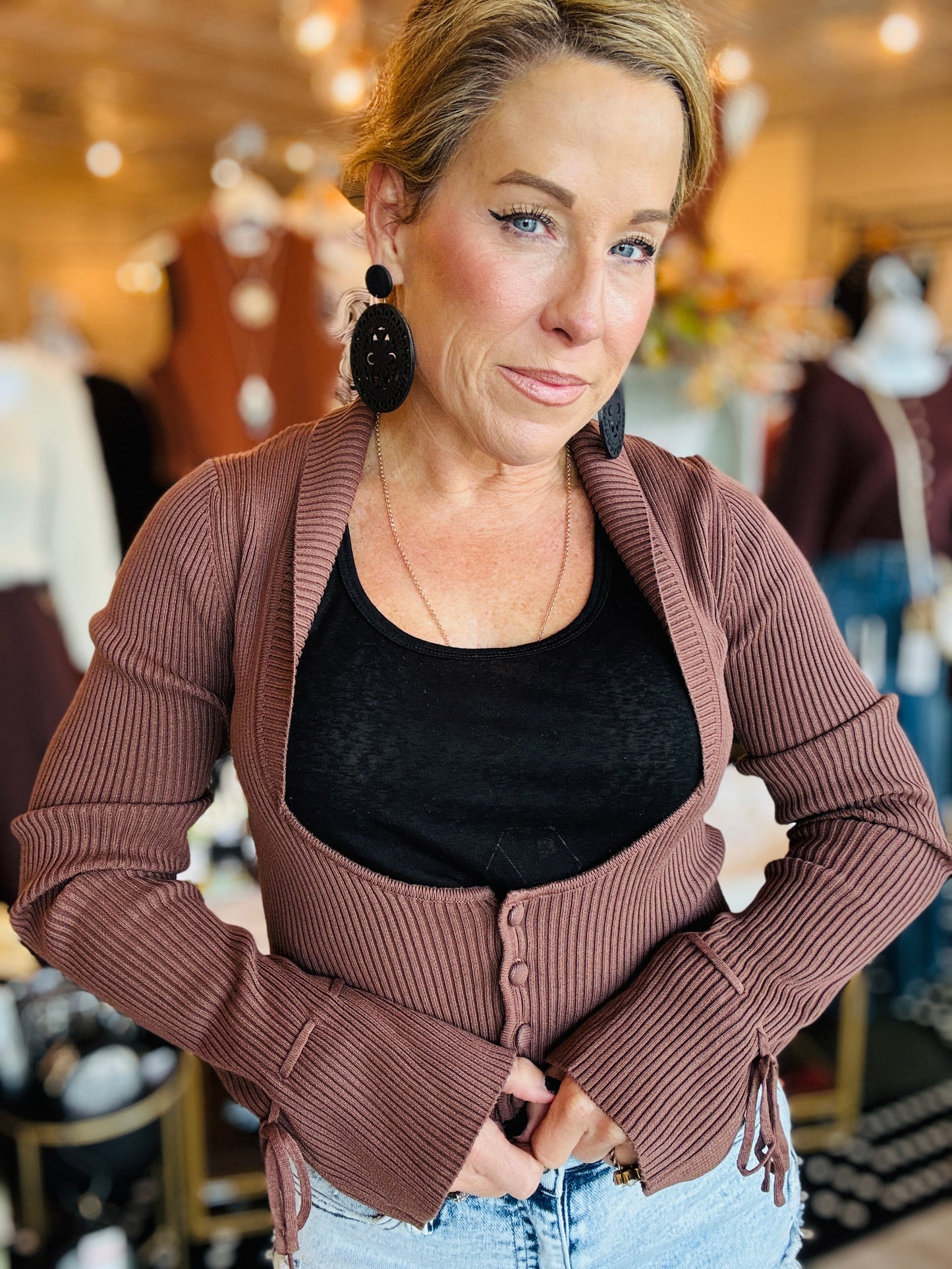 RIBBED KNIT CARDIGAN