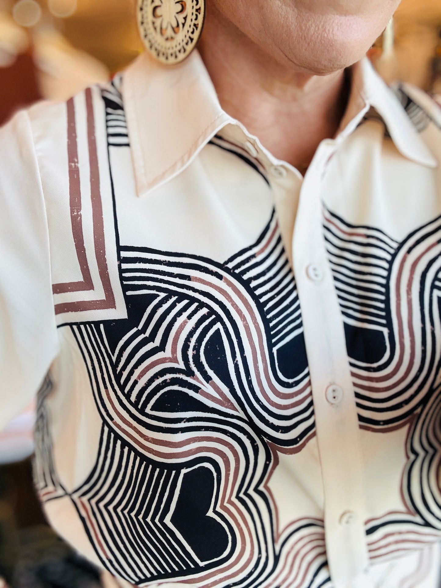 CIEBON ENGINEER PRINT TIE FRONT TOP
