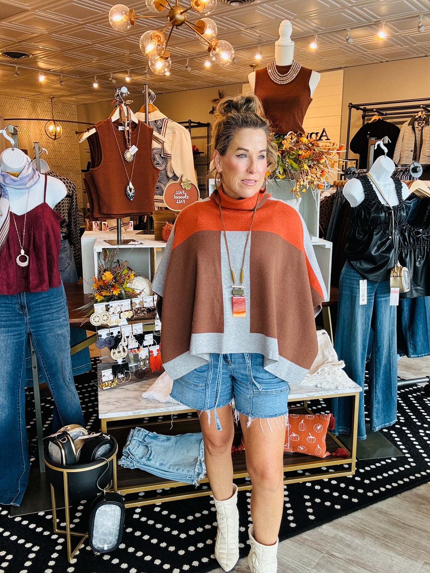 THML COLORBLOCK PONCHO