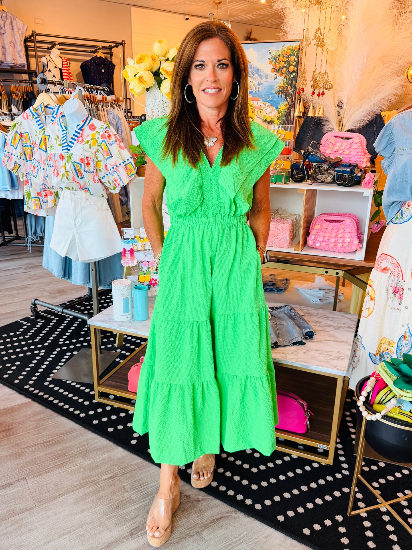 THML RUFFLE SLV TIERED DRESS