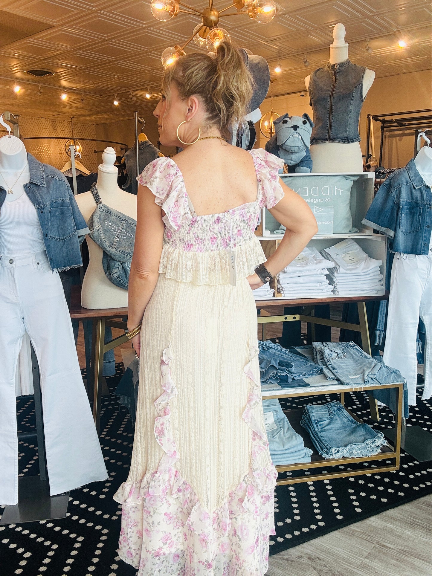 FLORAL RUFFLED LACE SKIRT SET