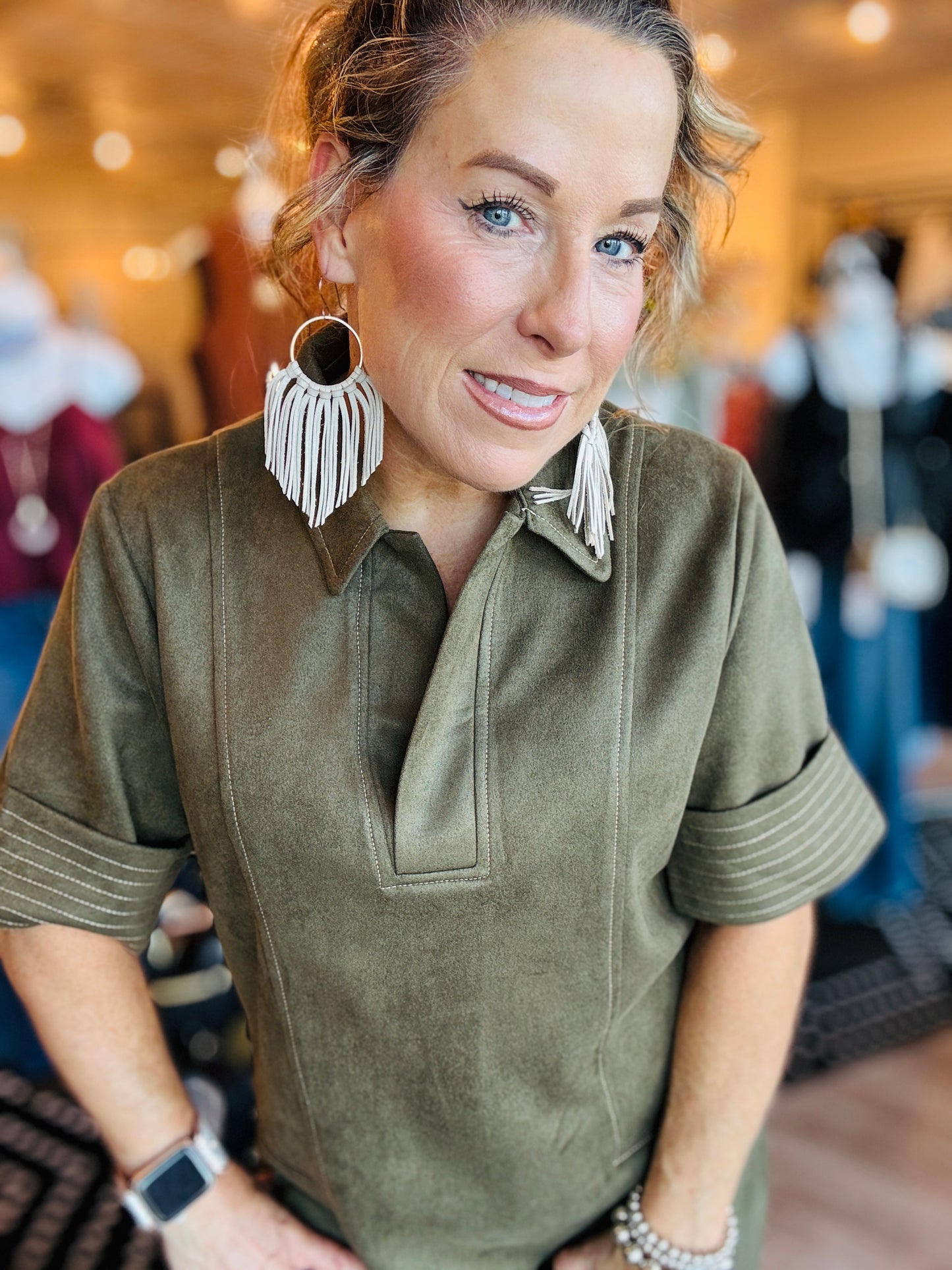 THML COLLARED SUEDE DRESS