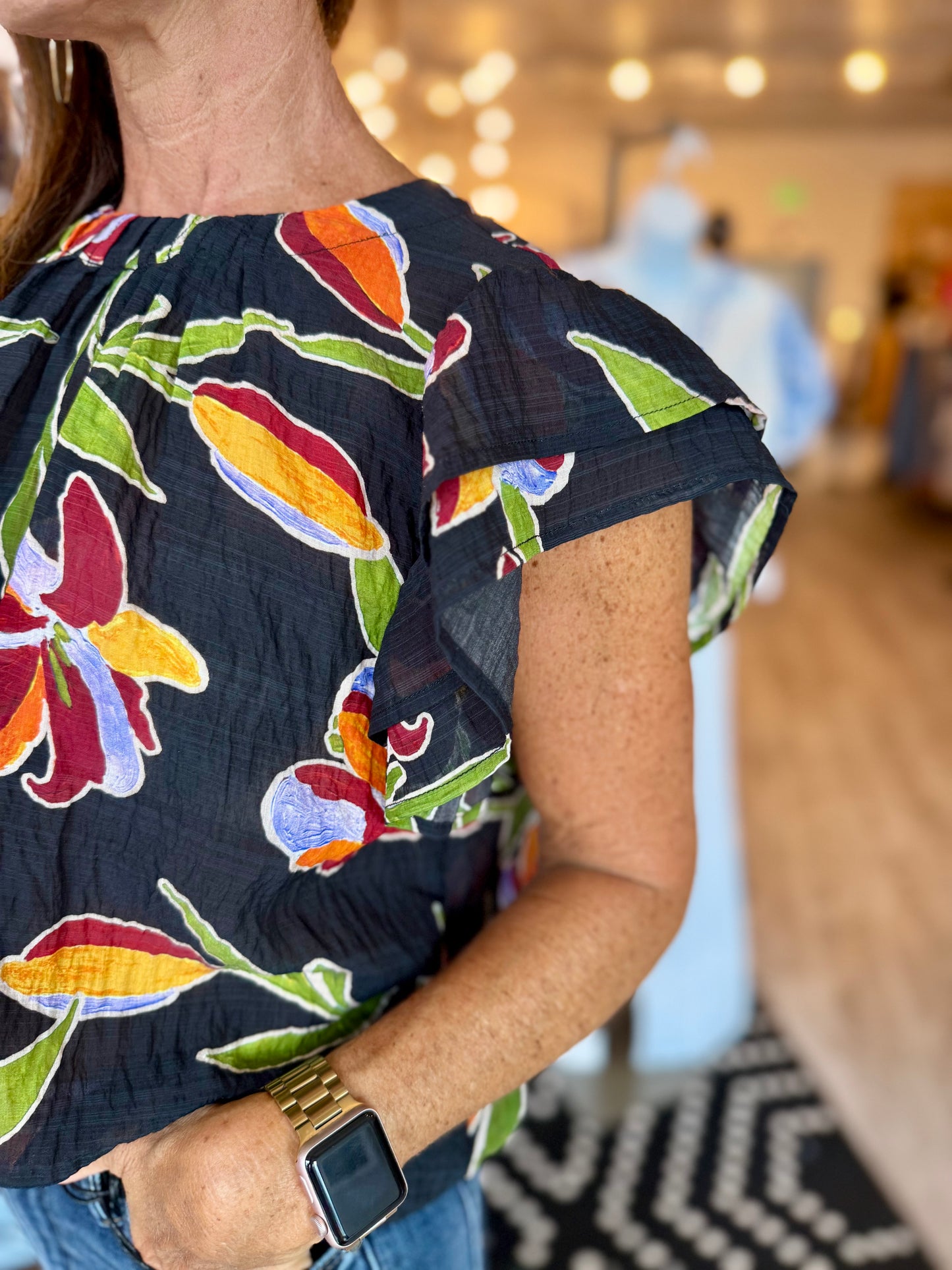 FLUTTER SLV FORAL TOP