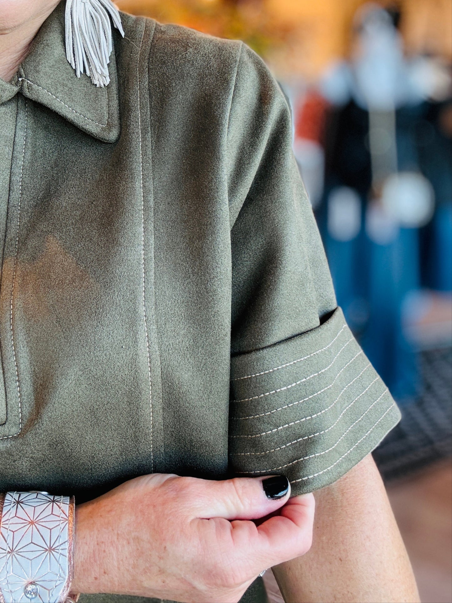 THML COLLARED SUEDE DRESS