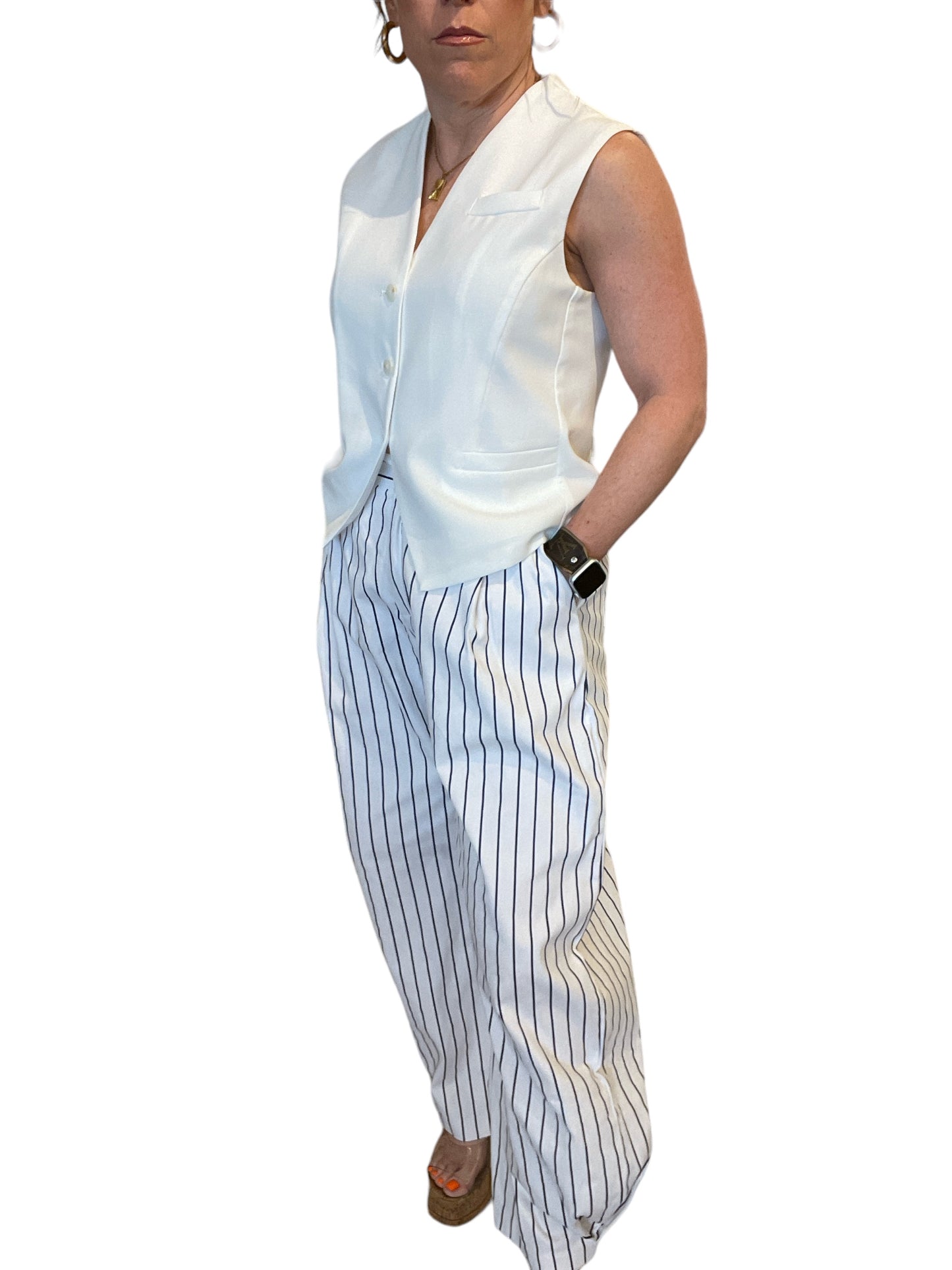 STRIPED COMFORT FIT TROUSERS