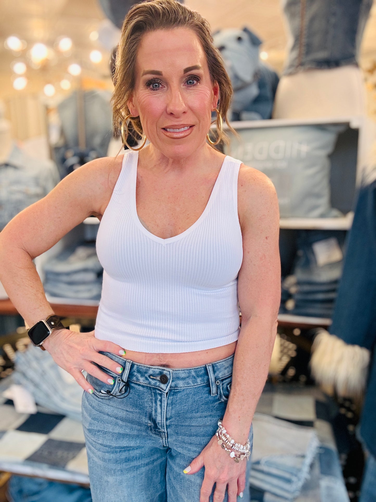 NIKI BIKI RIBBED CROP TANK TOP