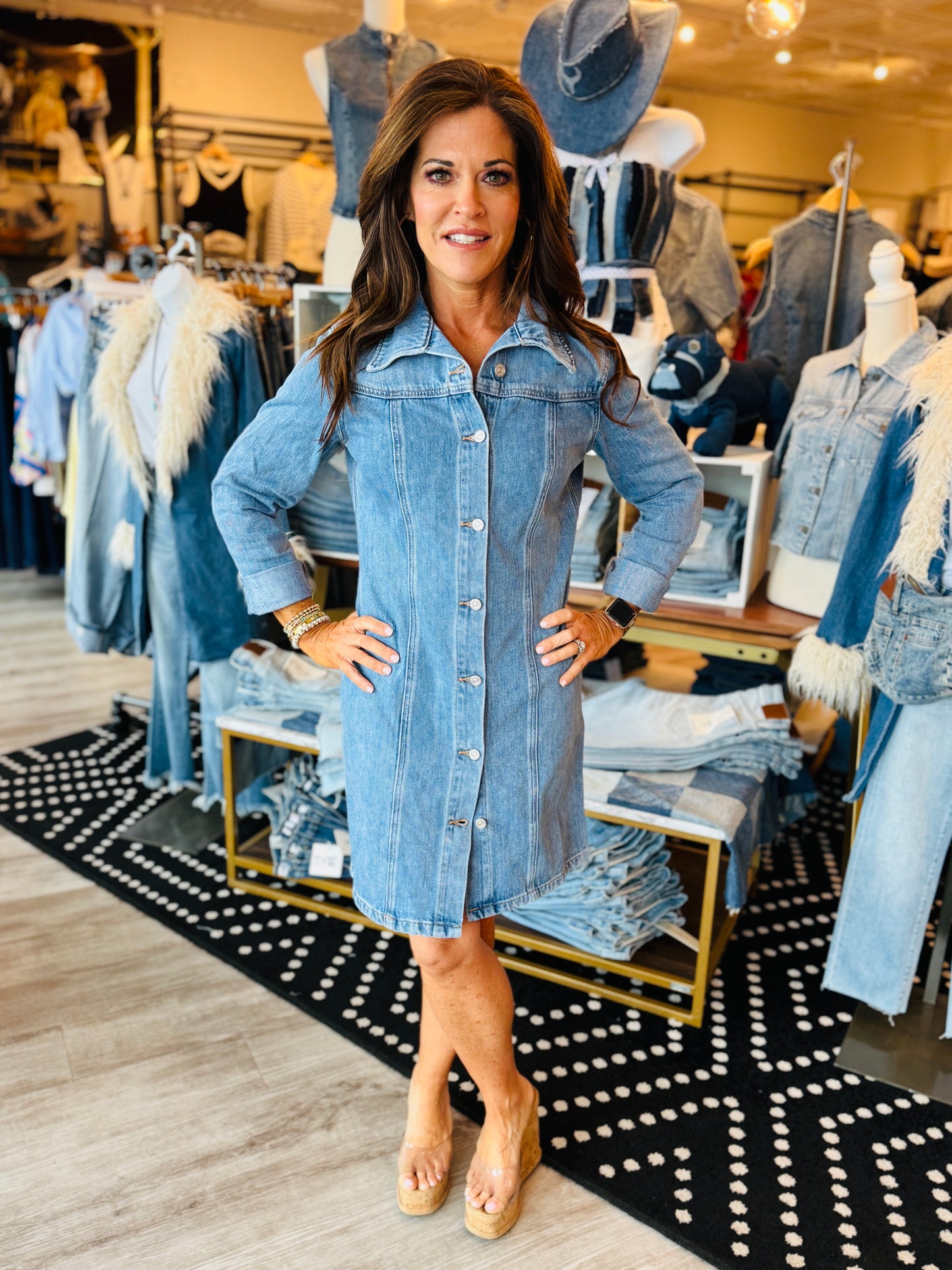 BAYEAS DENIM MINI DRESS/DUSTER