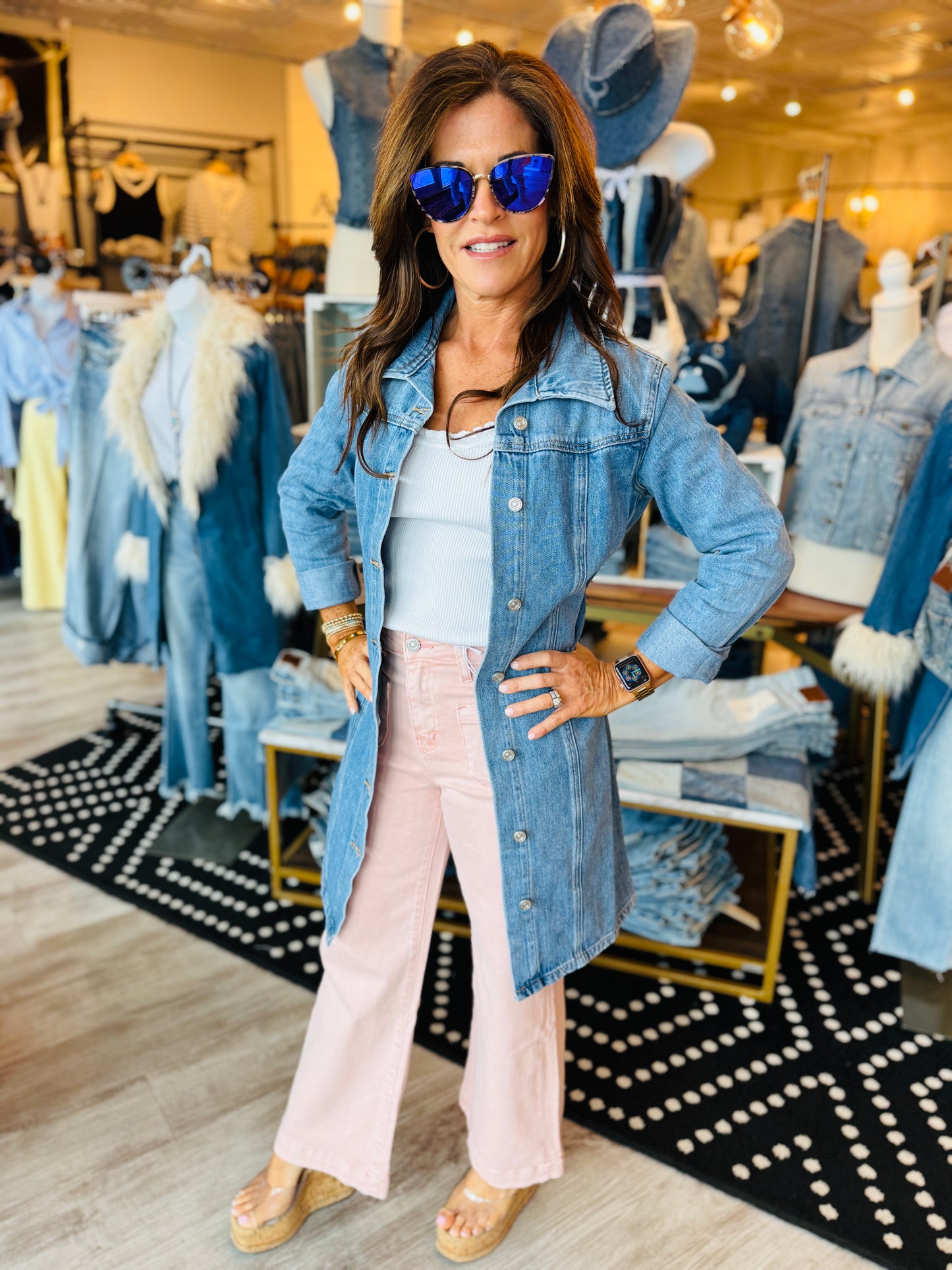 BAYEAS DENIM MINI DRESS/DUSTER