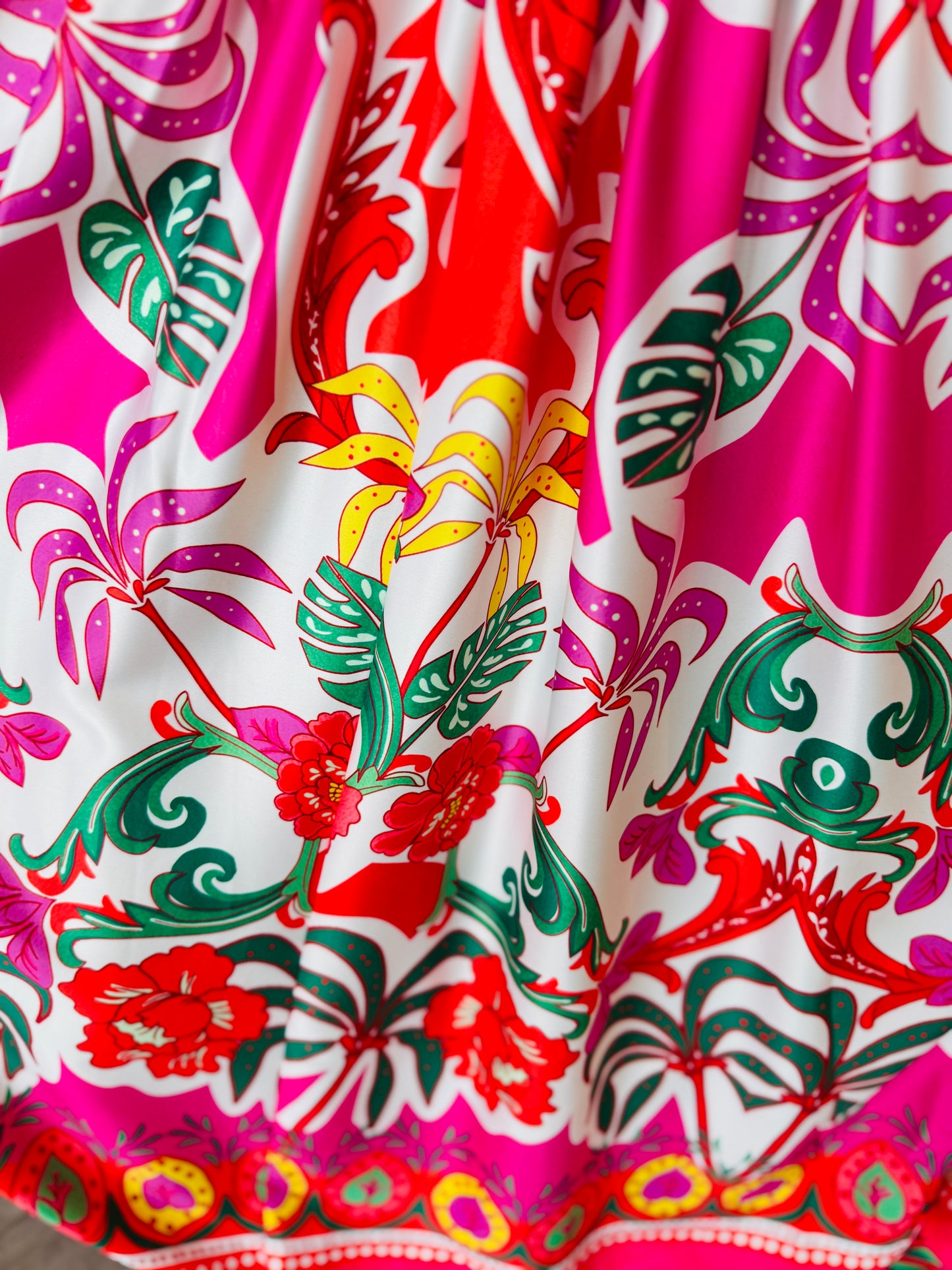 CIEBON TROPICAL PRINT STRAPLESS MAXI DRESS