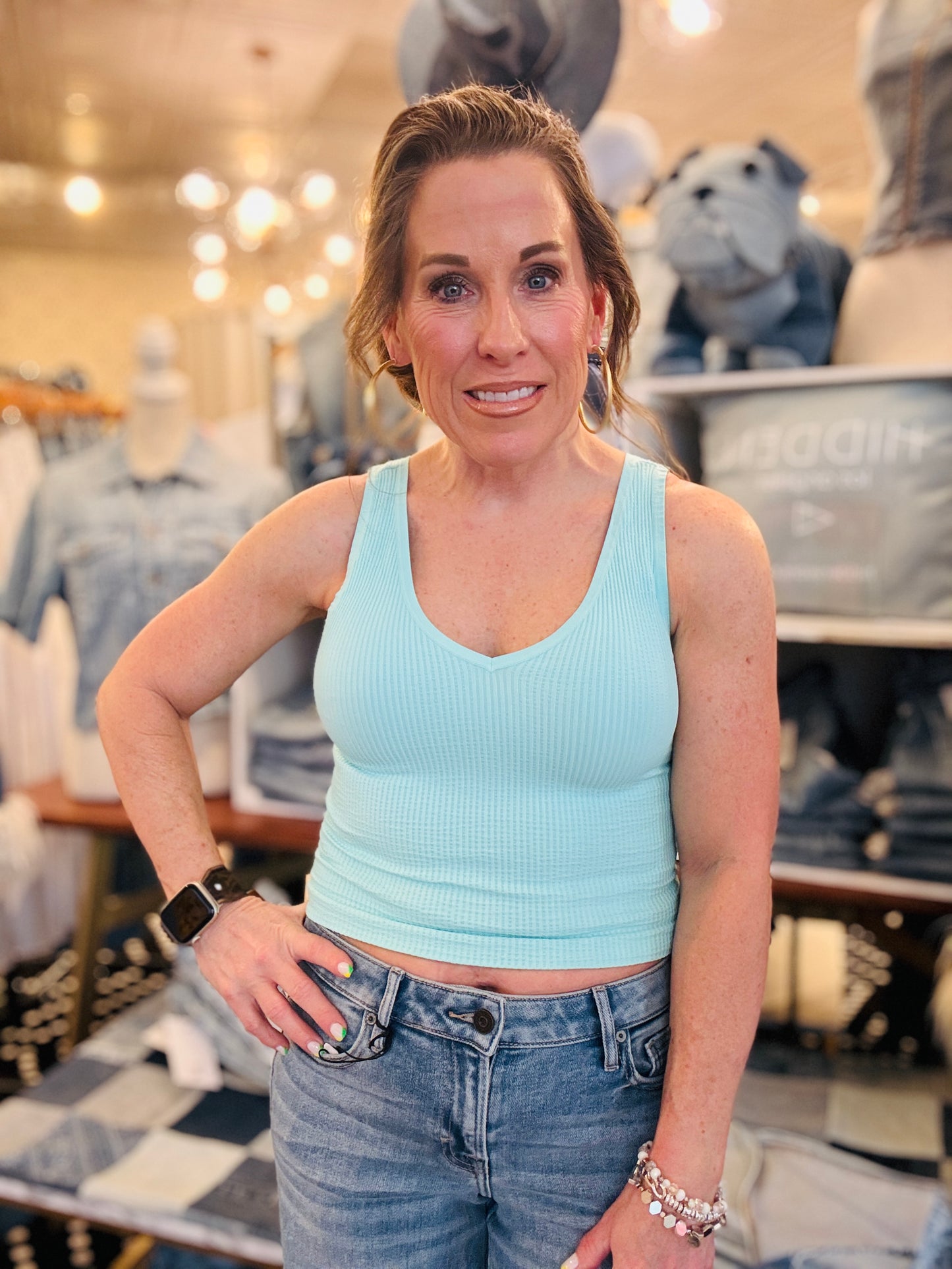 NIKI BIKI RIBBED CROP TANK TOP