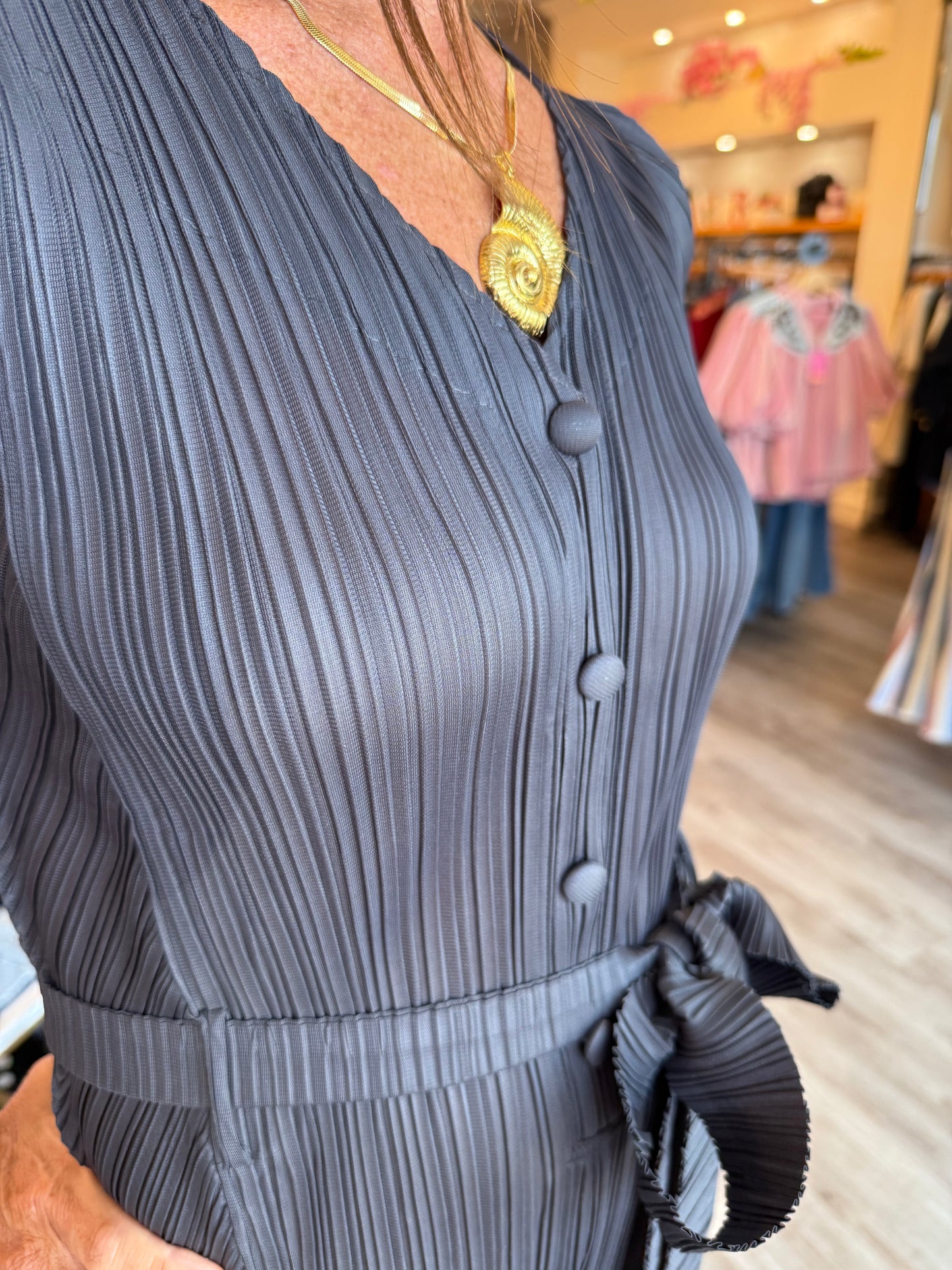 CURRENT AIR PLEATED V-NECK JUMPSUIT