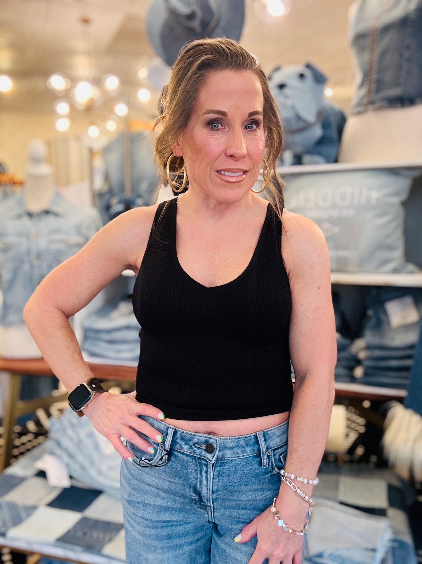 NIKI BIKI RIBBED CROP TANK TOP