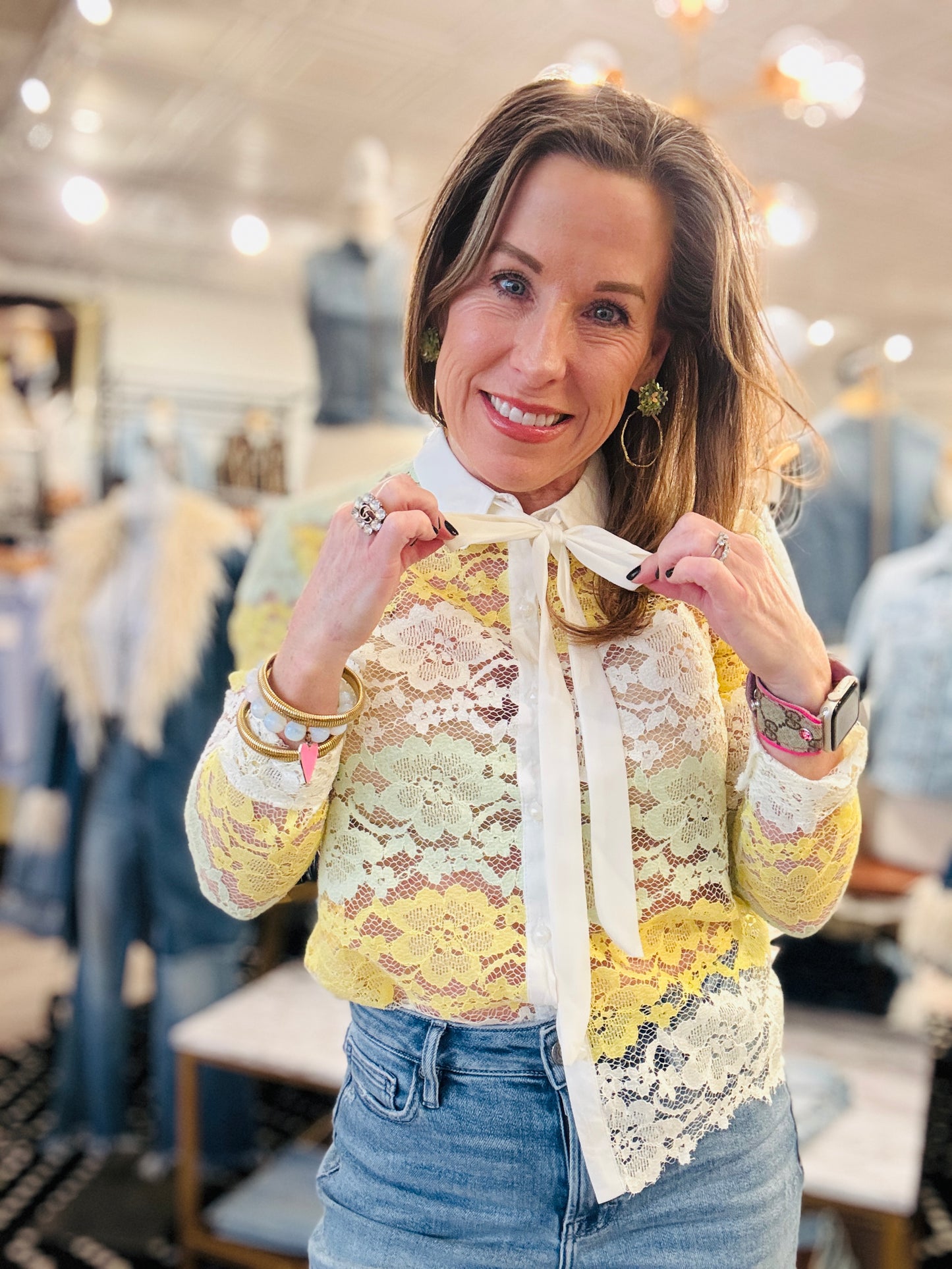 LACE WITH NECK TIE TOP