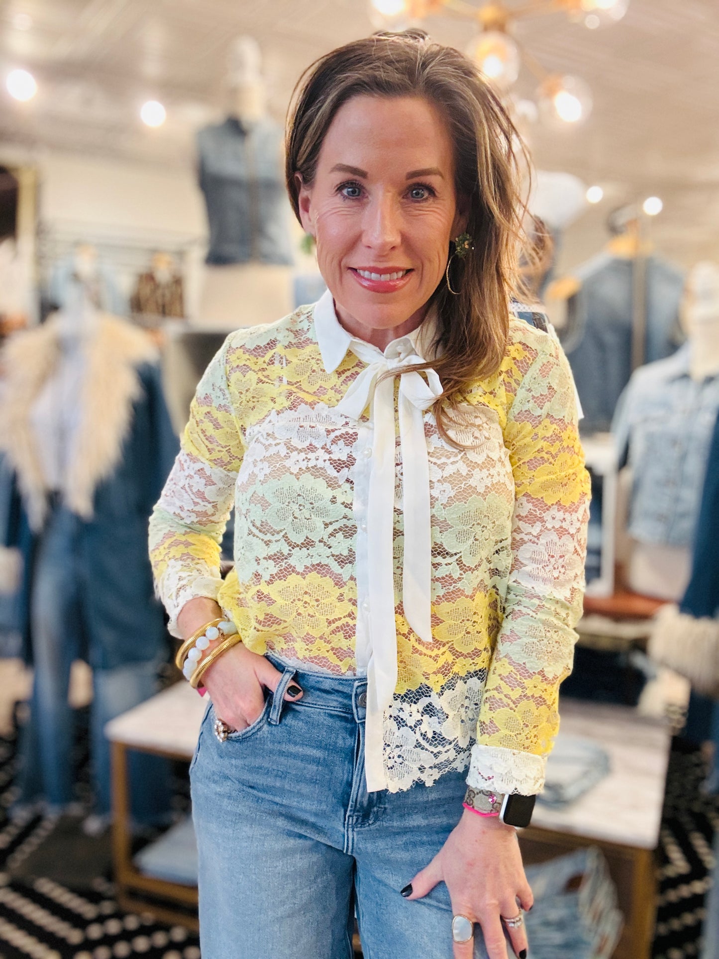 LACE WITH NECK TIE TOP