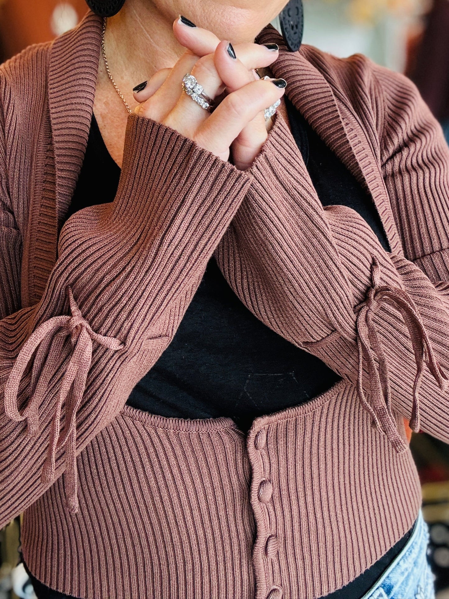 RIBBED KNIT CARDIGAN