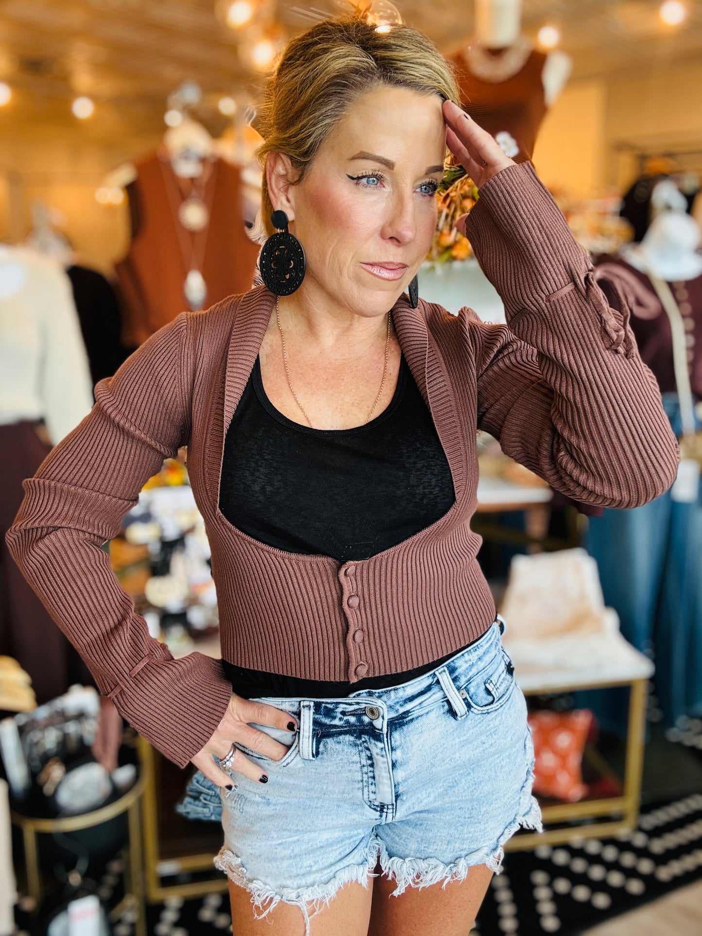 RIBBED KNIT CARDIGAN