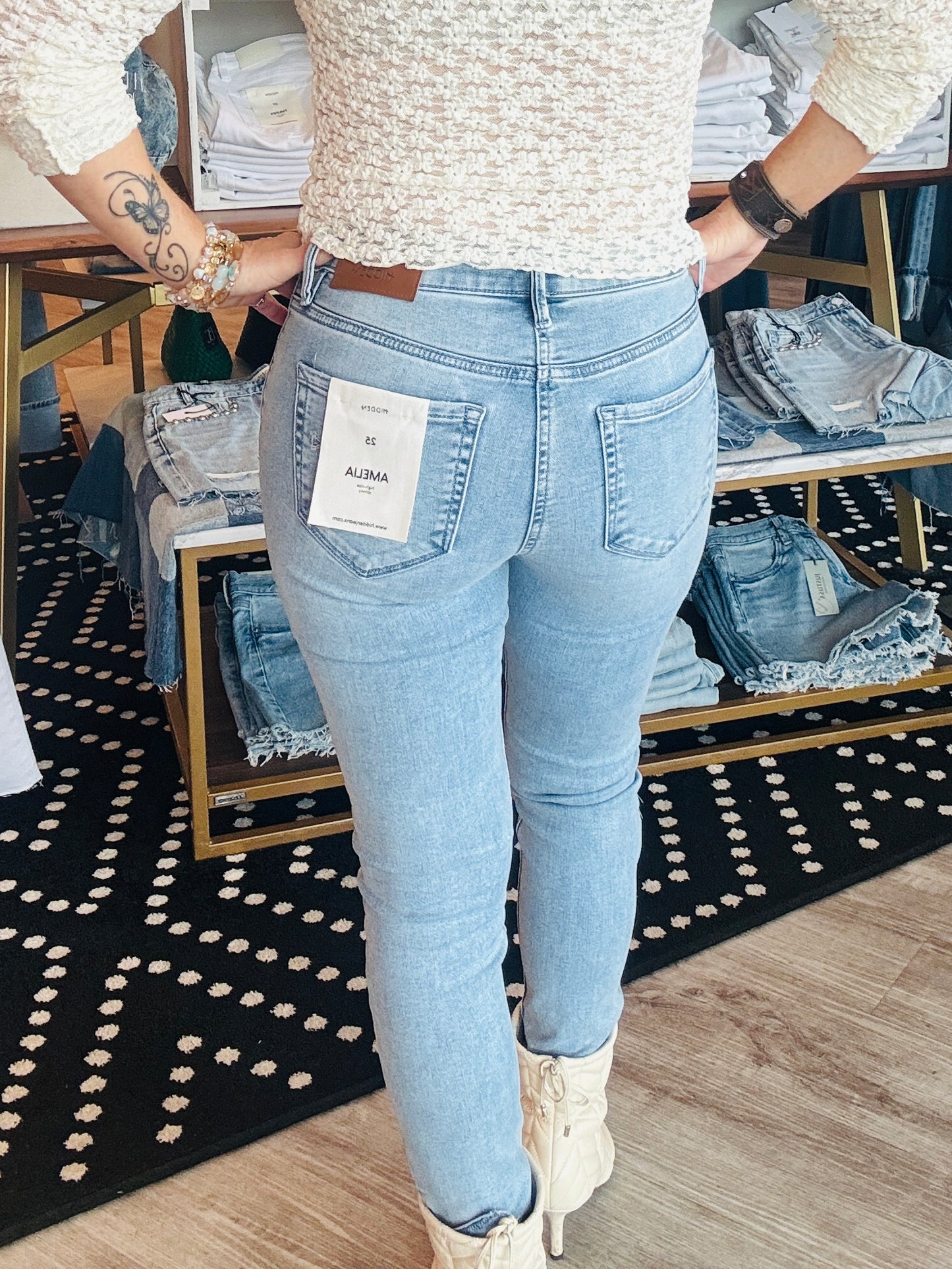 HIDDEN AMELIA SKINNY W/RAW SPLIT JEANS