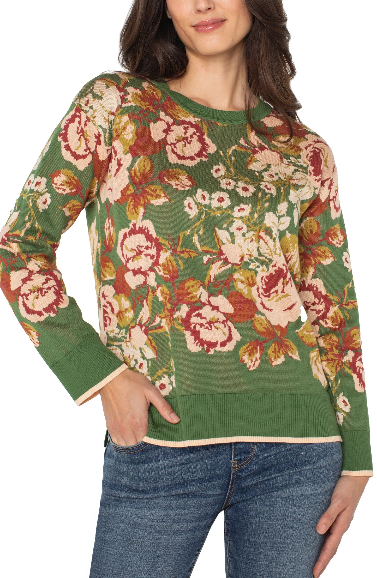 LIVERPOOL CREW NECK FLORAL SWEATER