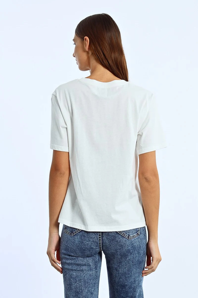 MOLLY BRACKEN FOIL LIP TEE