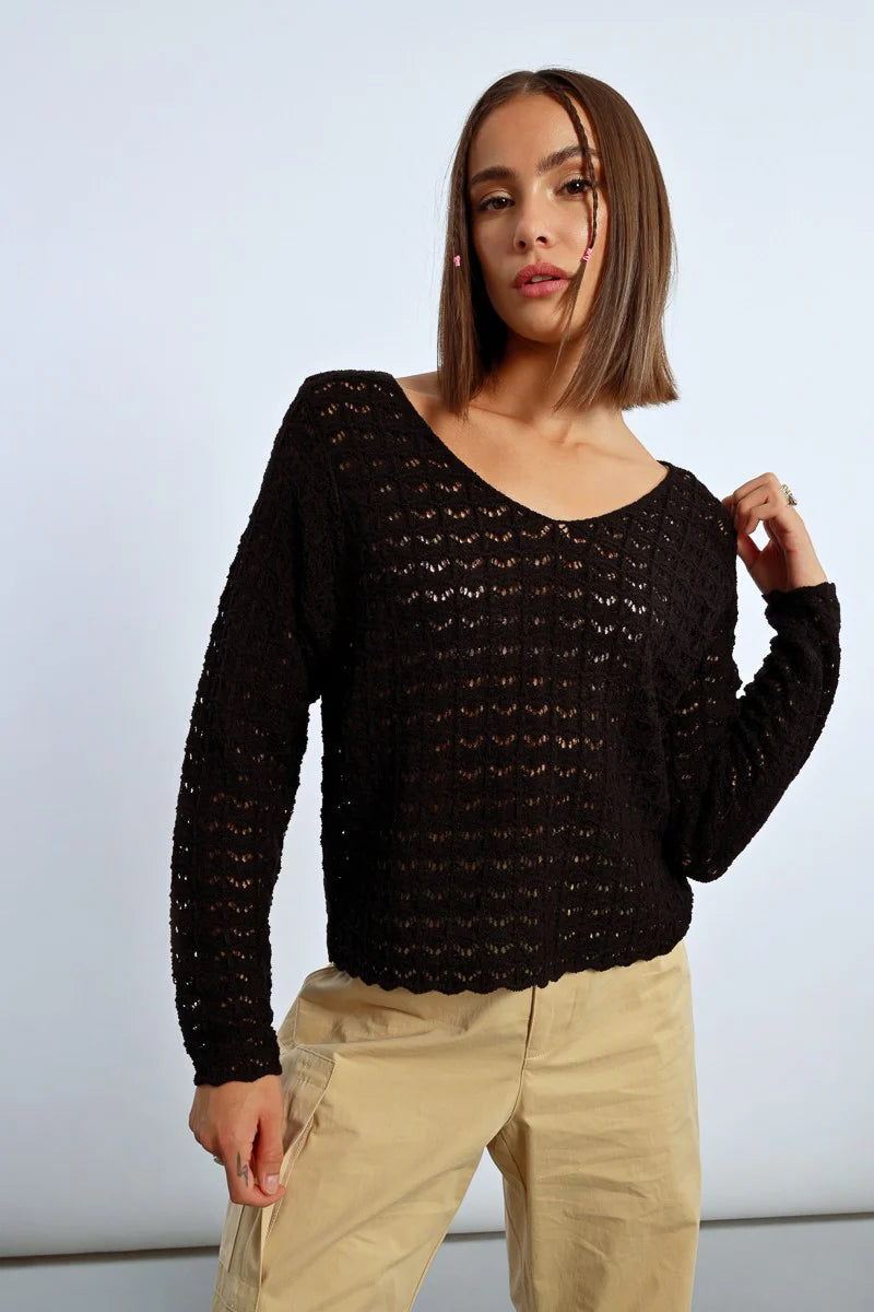 MOLLY BRACKEN OPENWORK KNIT SWEATER/COVERUP
