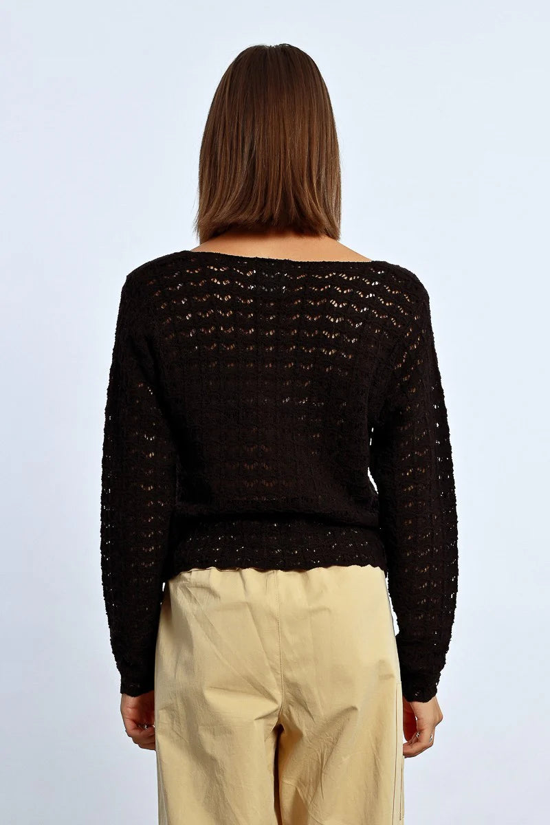 MOLLY BRACKEN OPENWORK KNIT SWEATER/COVERUP