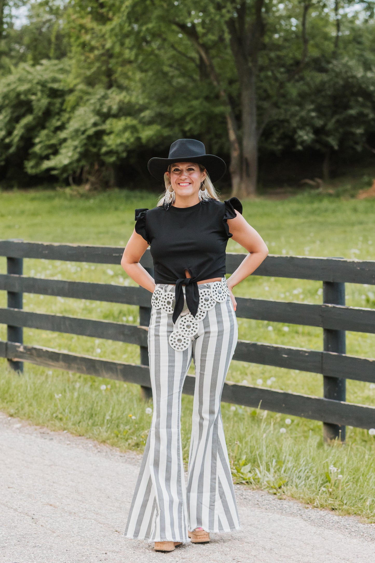 FRONT TIE RUFFLED SLV TOP