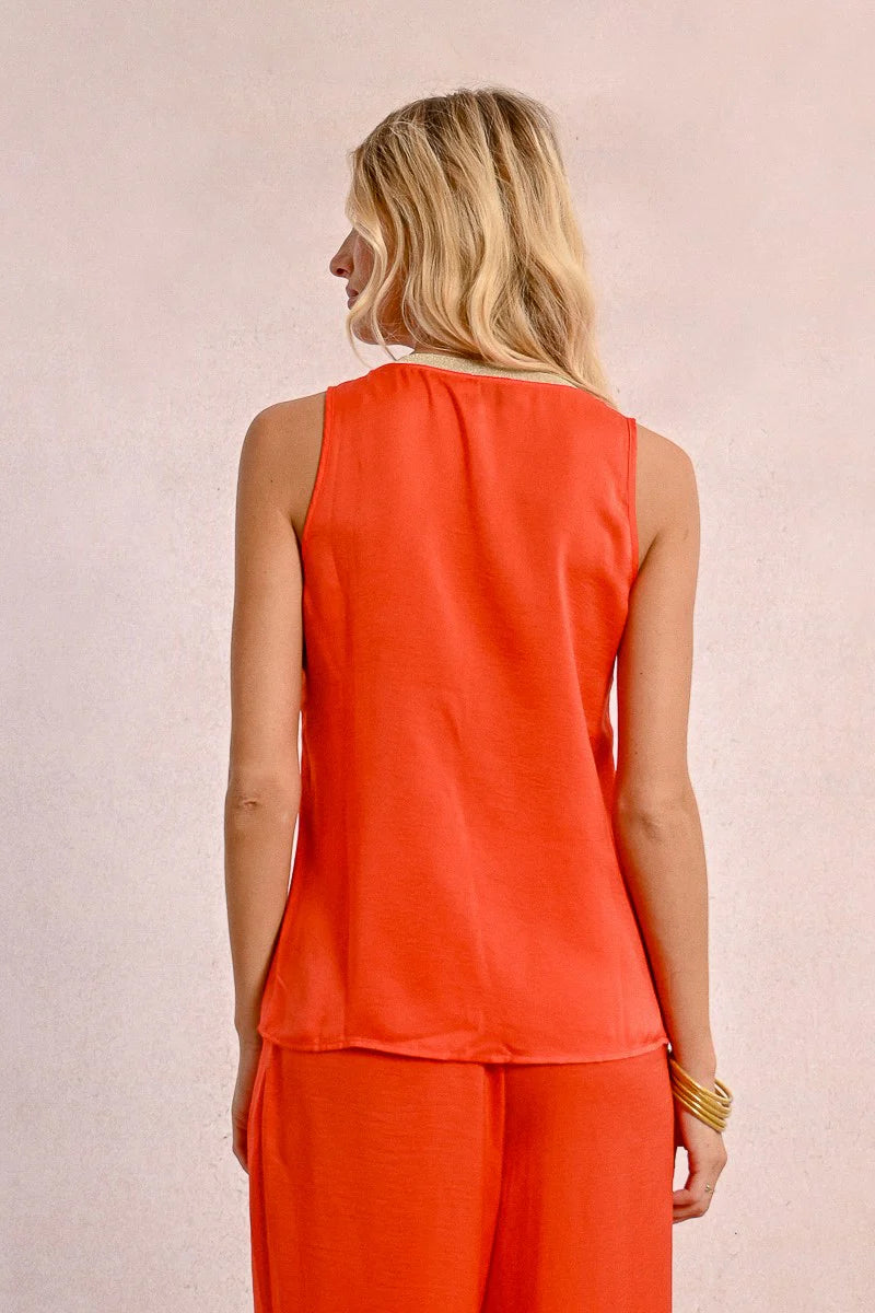 MOLLY BRACKEN IRIDESCENT V NECK TOP