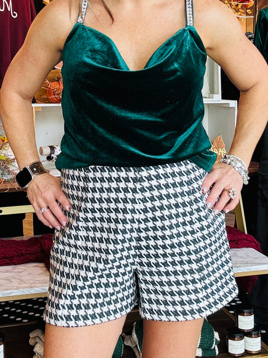 SKIES ARE BLUE HOUNDSTOOTH KNIT SHORTS