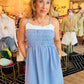 GINGHAM SMOCKED MAXI DRESS