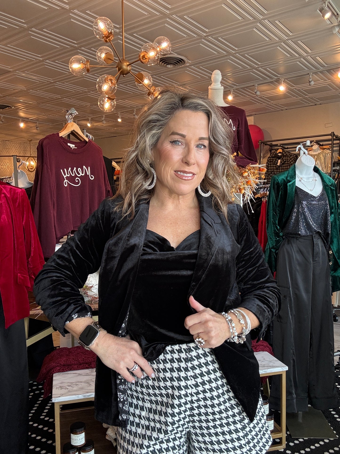 SKIES ARE BLUE VELVET SHIRRED SLV BLAZER