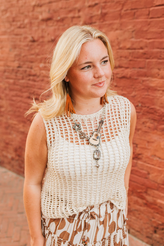 CHUNKY OPEN STITCH SWEATER VEST TOP