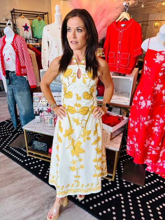 AYLAYA ZOEY PRINTED HALTER NECK MAXI DRESS