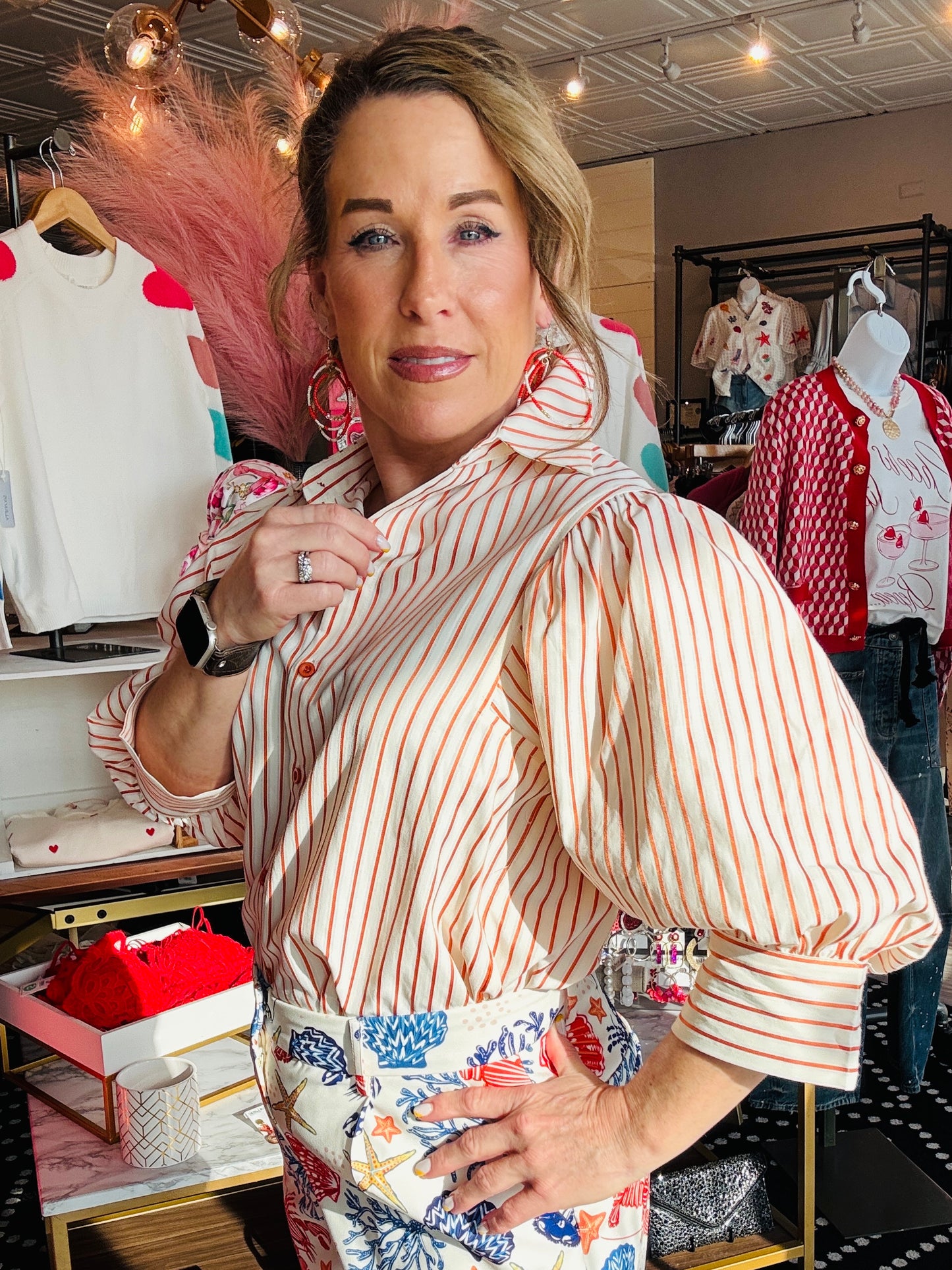 PUFF SLV STRIPE SHIRT