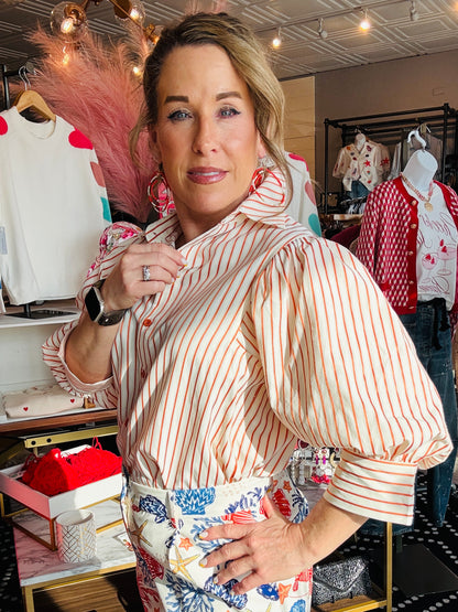 PUFF SLV STRIPE SHIRT