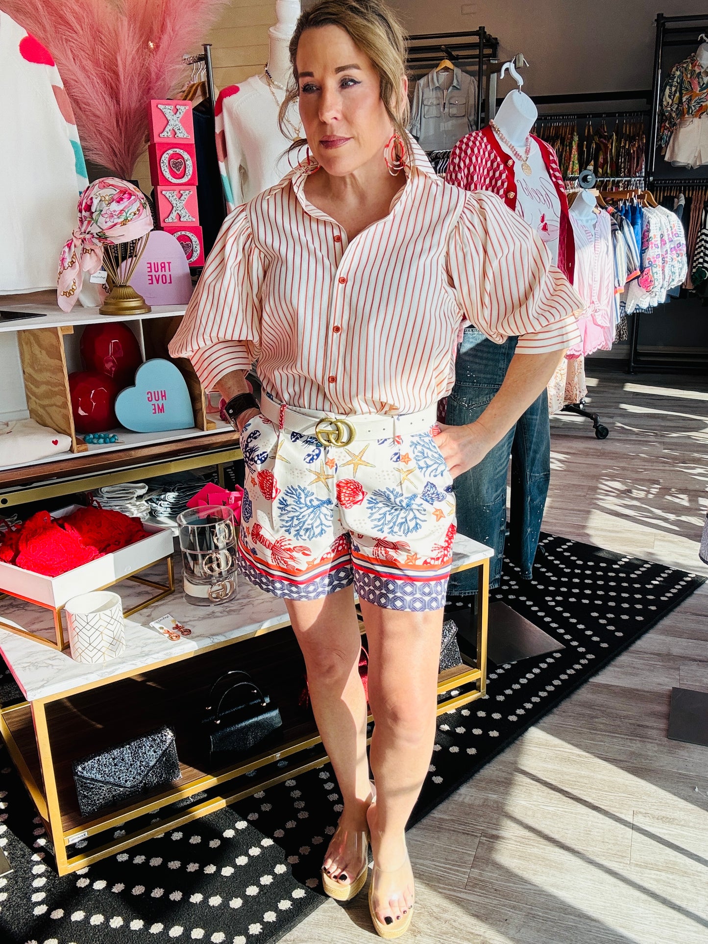 PUFF SLV STRIPE SHIRT