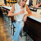 PLEATED EYELET BACK SWEATER TOP