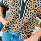 THML CHEETAH PRINT V-NECK TOP