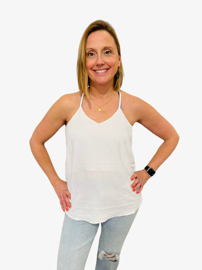 ADJUSTABLE STRAP V NECK CAMI