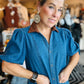 THML CORDUROY COLLAR DENIM DRESS