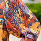 CURRENT AIR PAISLEY PLEATED SLEEVE BLOUSE