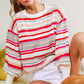 BALLOON SLV MULTI STRIPED SWEATER