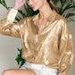 COLLARED DROP SHOULDER METALLIC BLOUSE