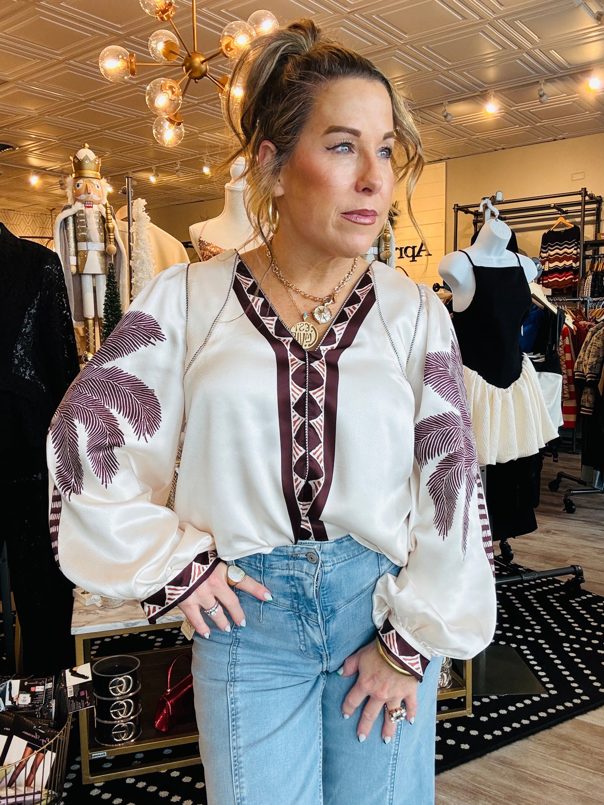 CIEBON PALM TREE PRINT TOP