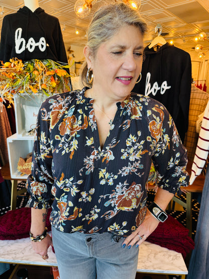 FALL FLORAL LS TOP