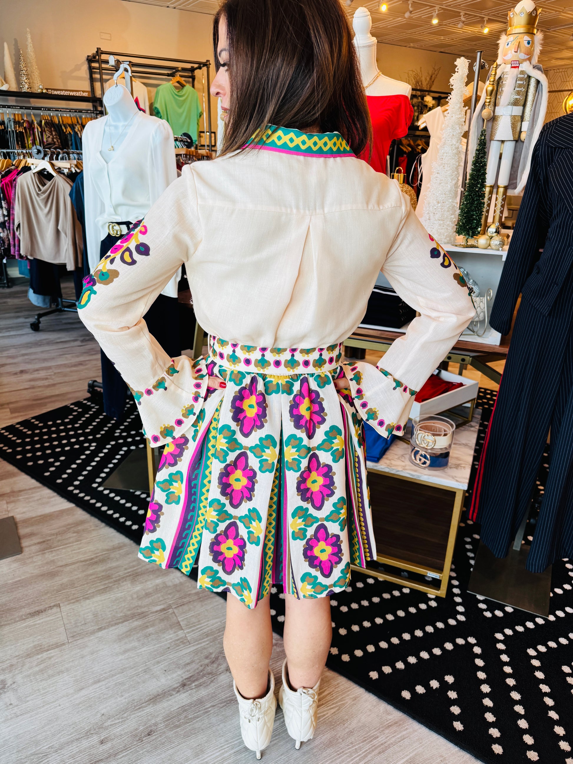 CIEBON PRINTED MINI SHIRT DRESS