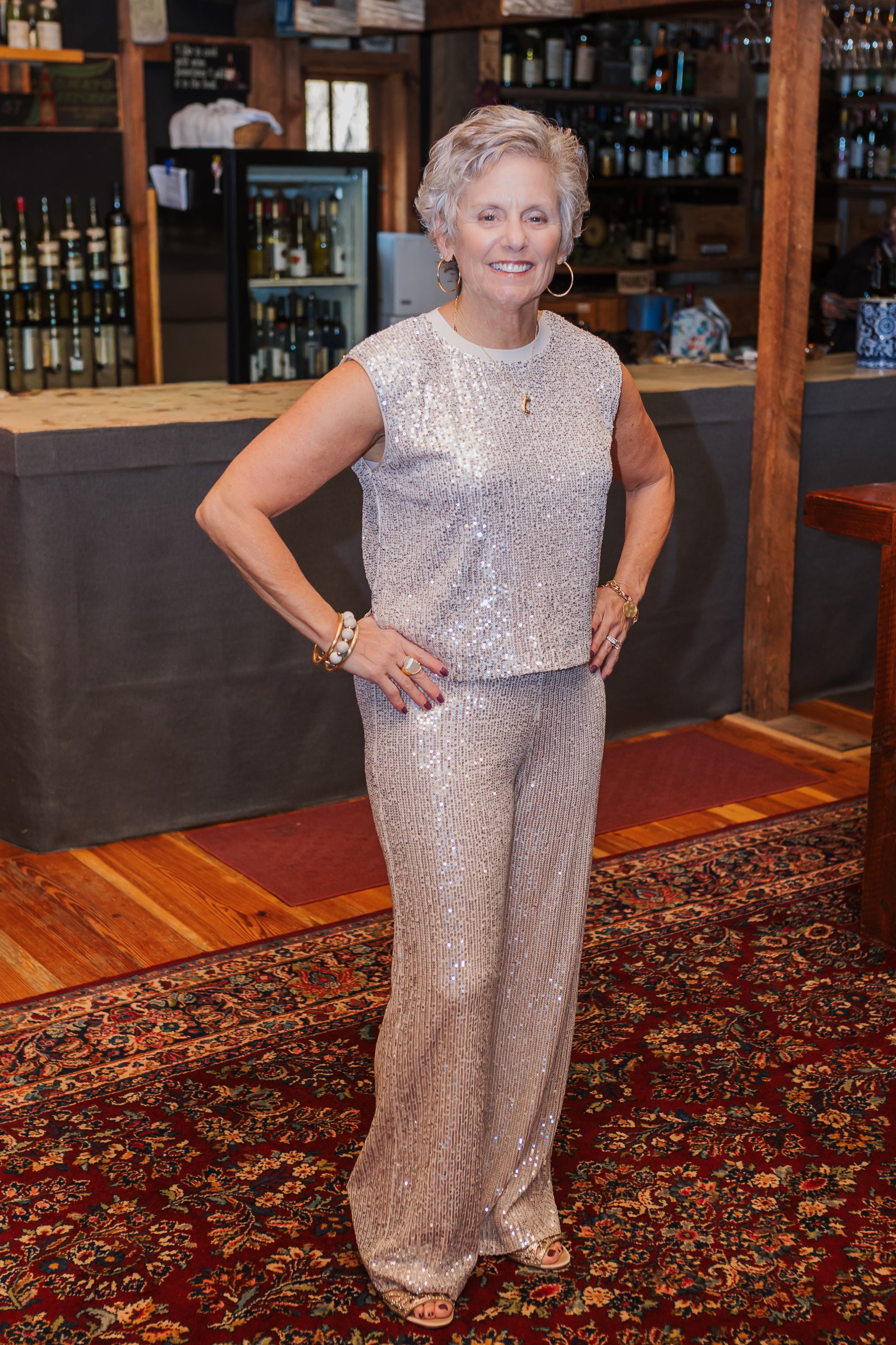 SEQUIN SEMI FLARED PANT